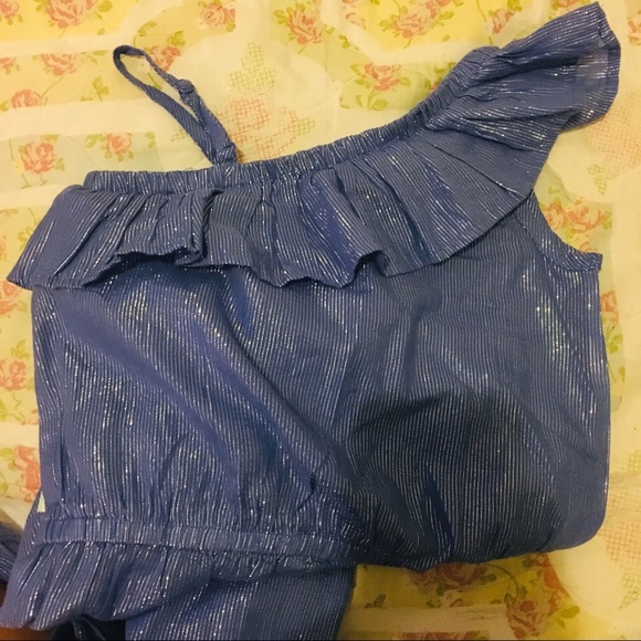 NWT gorgeous blue & silver one-shoulder jumper - Picture 9 of 10